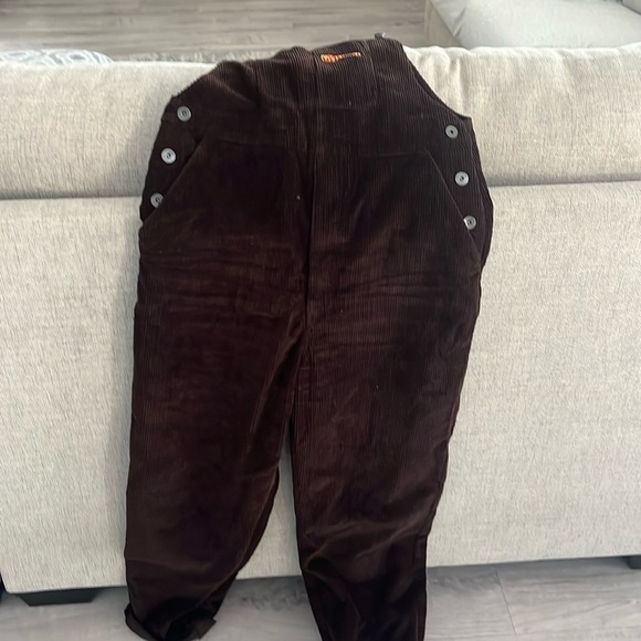 Empyre Suzie Brown Straight Leg Corduroy Overalls Size xs - Picture 2 of 4